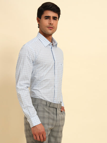 Formal Shirt for Men l Breathable & Soft with Color Fastness Regular Fit Spread Collar Neck Cotton Fabric Checkered Pattern