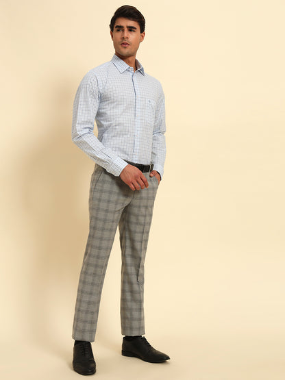 Formal Shirt for Men l Breathable & Soft with Color Fastness Regular Fit Spread Collar Neck Cotton Fabric Checkered Pattern