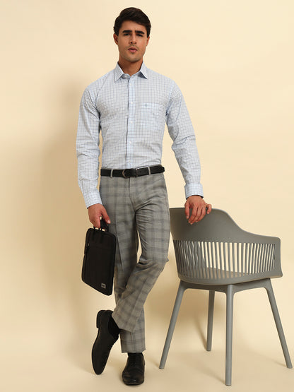 Formal Shirt for Men l Breathable & Soft with Color Fastness Regular Fit Spread Collar Neck Cotton Fabric Checkered Pattern