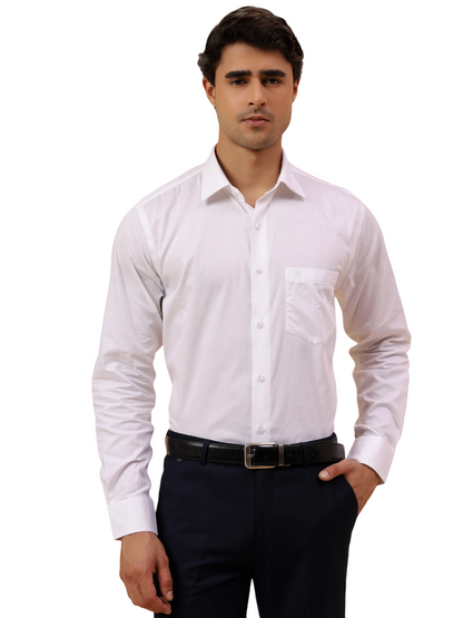 Formal Shirt for Men l Breathable & Soft with Color Fastness Regular Fit Spread Collar Neck Cotton Fabric Solid Pattern