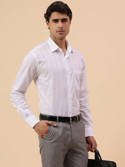 Formal Shirt for Men l Breathable & Soft with Color Fastness Regular Fit Spread Collar Neck Cotton Fabric Self Design Pattern