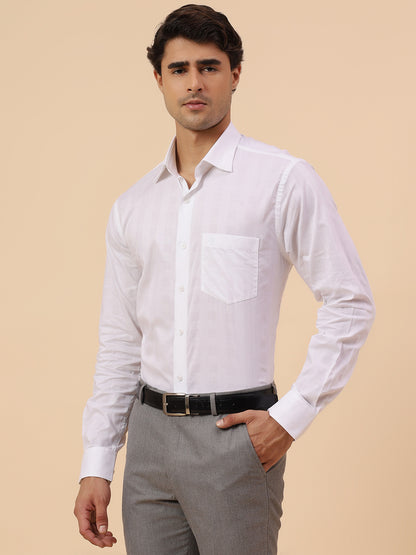 Formal Shirt for Men l Breathable & Soft with Color Fastness Regular Fit Spread Collar Neck Cotton Fabric Self Design Pattern