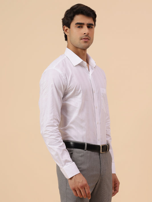 Formal Shirt for Men l Breathable & Soft with Color Fastness Regular Fit Spread Collar Neck Cotton Fabric Self Design Pattern