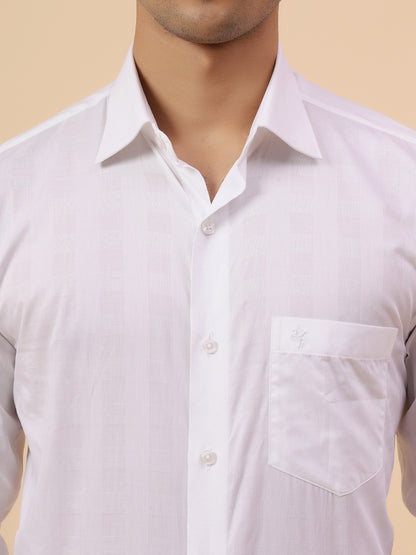 Formal Shirt for Men l Breathable & Soft with Color Fastness Regular Fit Spread Collar Neck Cotton Fabric Self Design Pattern