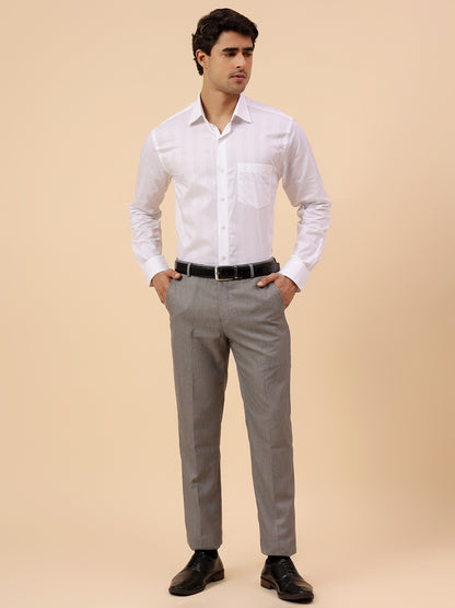 Formal Shirt for Men l Breathable & Soft with Color Fastness Regular Fit Spread Collar Neck Cotton Fabric Self Design Pattern