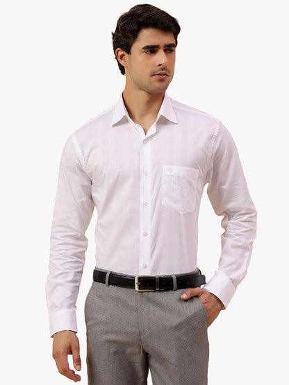 Formal Shirt for Men l Breathable & Soft with Color Fastness Regular Fit Spread Collar Neck Cotton Fabric Self Design Pattern