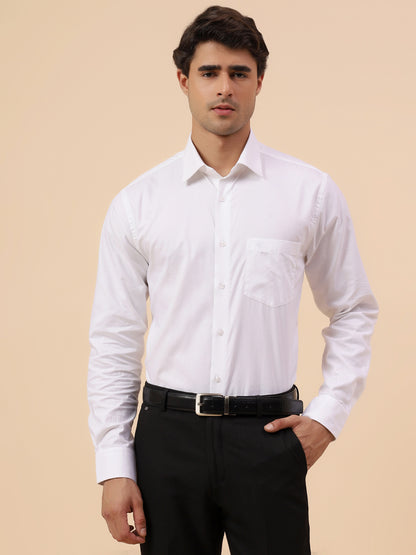 Formal Shirt for Men l Breathable & Soft with Color Fastness Regular Fit Spread Collar Neck Cotton Fabric Solid Pattern