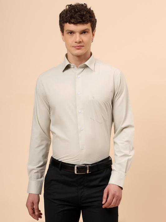 Formal Shirt for Men l Breathable & Soft with Color Fastness Regular Fit Spread Collar Neck Poly Cotton Fabric Solid Pattern