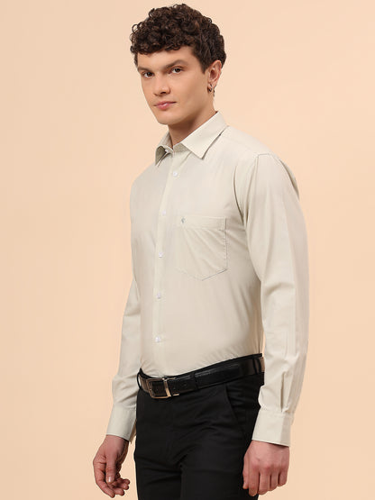 Formal Shirt for Men l Breathable & Soft with Color Fastness Regular Fit Spread Collar Neck Poly Cotton Fabric Solid Pattern