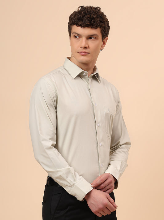 Formal Shirt for Men l Breathable & Soft with Color Fastness Regular Fit Spread Collar Neck Poly Cotton Fabric Solid Pattern