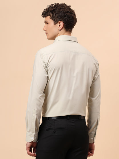 Formal Shirt for Men l Breathable & Soft with Color Fastness Regular Fit Spread Collar Neck Poly Cotton Fabric Solid Pattern