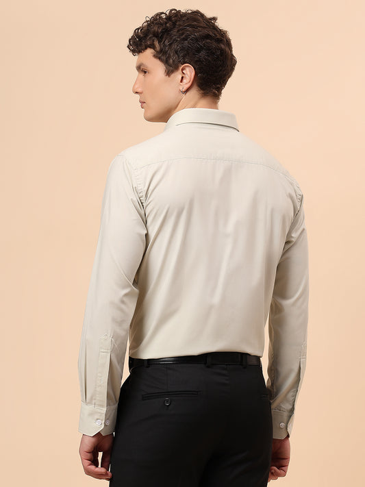Formal Shirt for Men l Breathable & Soft with Color Fastness Regular Fit Spread Collar Neck Poly Cotton Fabric Solid Pattern