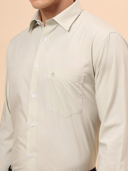 Formal Shirt for Men l Breathable & Soft with Color Fastness Regular Fit Spread Collar Neck Poly Cotton Fabric Solid Pattern