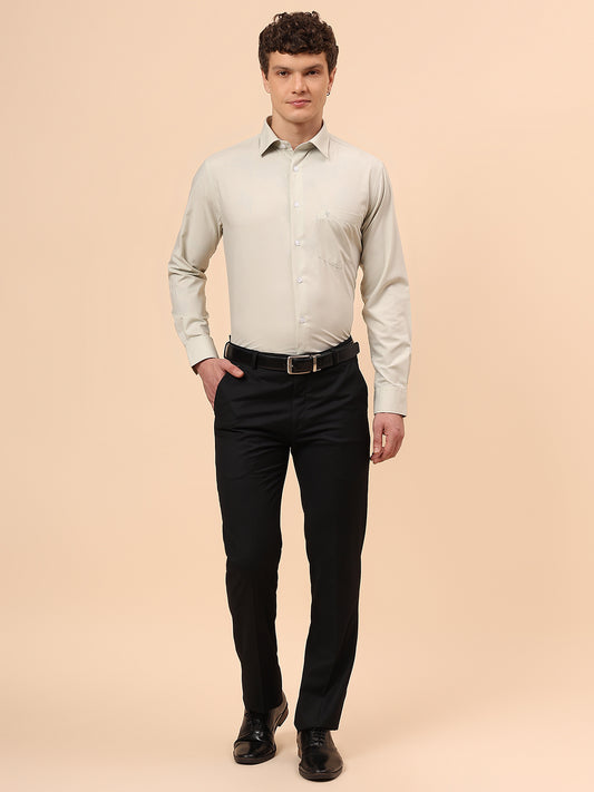 Formal Shirt for Men l Breathable & Soft with Color Fastness Regular Fit Spread Collar Neck Poly Cotton Fabric Solid Pattern
