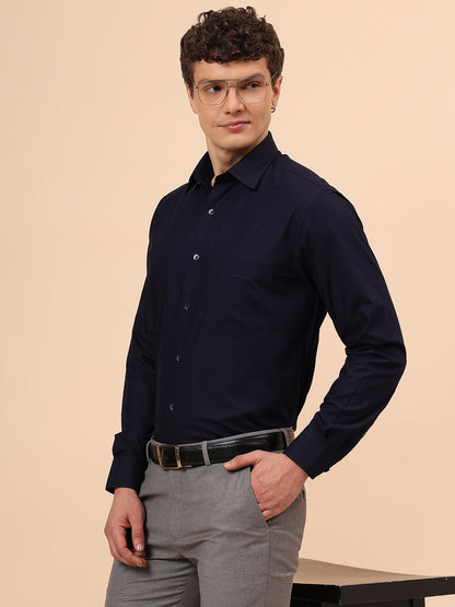 Formal Shirt for Men l Breathable & Soft with Color Fastness Regular Fit Spread Collar Neck Poly Cotton Fabric Solid Pattern