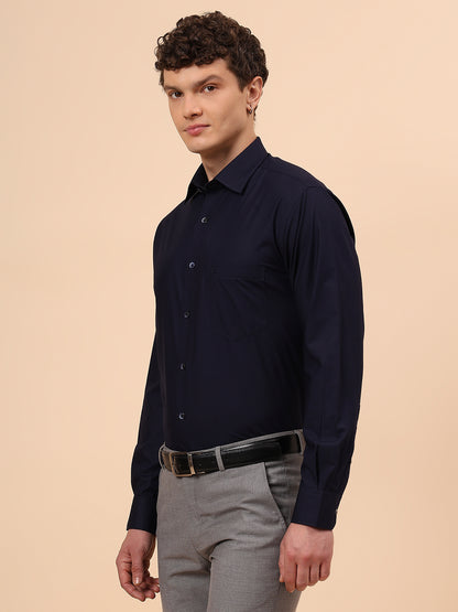 Formal Shirt for Men l Breathable & Soft with Color Fastness Regular Fit Spread Collar Neck Poly Cotton Fabric Solid Pattern