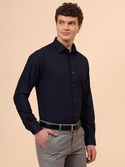 Formal Shirt for Men l Breathable & Soft with Color Fastness Regular Fit Spread Collar Neck Poly Cotton Fabric Solid Pattern