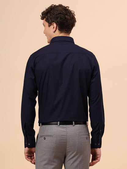Formal Shirt for Men l Breathable & Soft with Color Fastness Regular Fit Spread Collar Neck Poly Cotton Fabric Solid Pattern