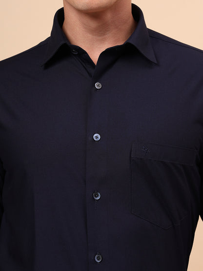 Formal Shirt for Men l Breathable & Soft with Color Fastness Regular Fit Spread Collar Neck Poly Cotton Fabric Solid Pattern