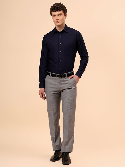 Formal Shirt for Men l Breathable & Soft with Color Fastness Regular Fit Spread Collar Neck Poly Cotton Fabric Solid Pattern