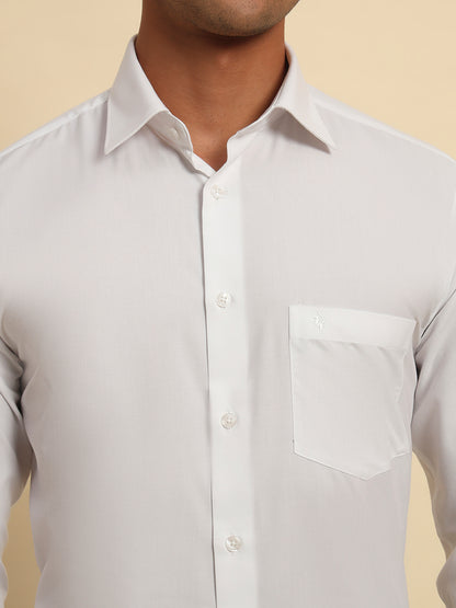 Formal Shirt for Men l Breathable & Soft with Color Fastness Regular Fit Spread Collar Neck Poly Cotton Fabric Solid Pattern