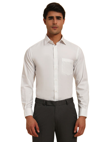 Formal Shirt for Men l Breathable & Soft with Color Fastness Regular Fit Spread Collar Neck Poly Cotton Fabric Solid Pattern