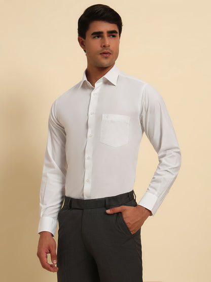 Formal Shirt for Men l Breathable & Soft with Color Fastness Regular Fit Spread Collar Neck Poly Cotton Fabric Solid Pattern