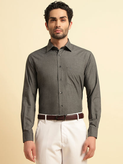 Formal Shirt for Men | Breathable & Soft with Color Fastness Regular Fit Spread Collar Neck Poly Cotton Fabric Solid Pattern