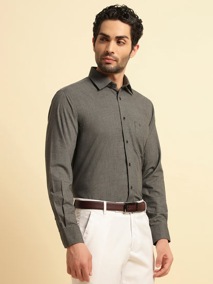 Formal Shirt for Men | Breathable & Soft with Color Fastness Regular Fit Spread Collar Neck Poly Cotton Fabric Solid Pattern