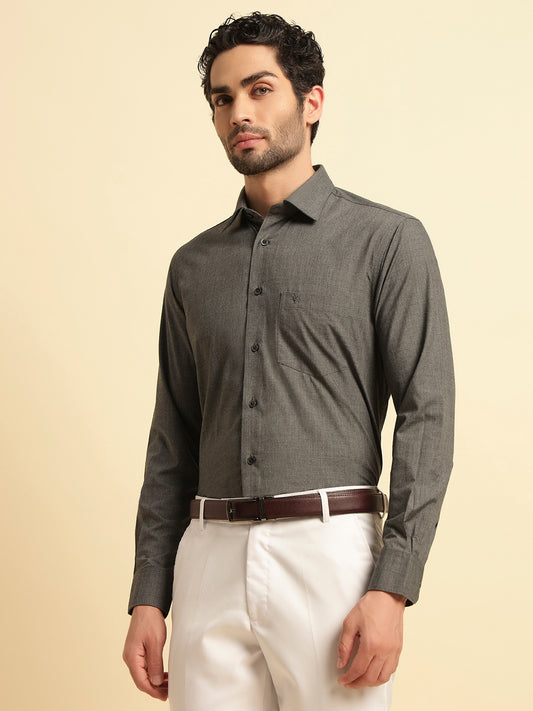 Formal Shirt for Men | Breathable & Soft with Color Fastness Regular Fit Spread Collar Neck Poly Cotton Fabric Solid Pattern