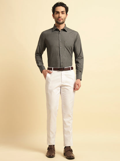 Formal Shirt for Men | Breathable & Soft with Color Fastness Regular Fit Spread Collar Neck Poly Cotton Fabric Solid Pattern