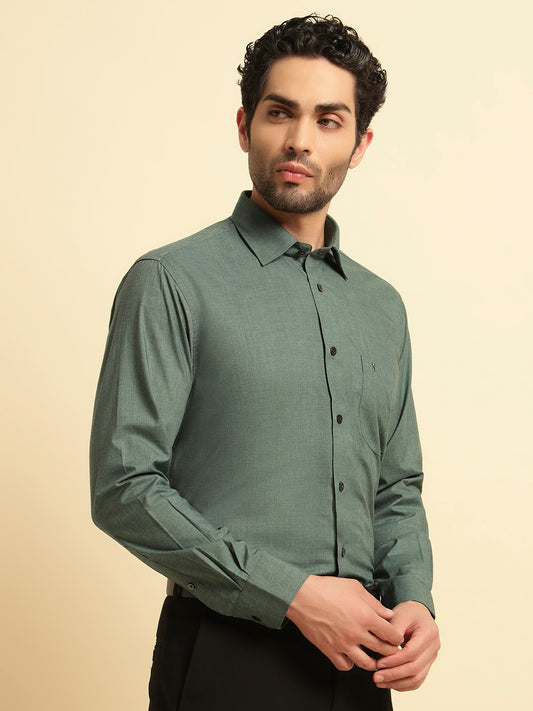 Formal Shirt for Men | Breathable & Soft with Color Fastness Regular Fit Spread Collar Neck Poly Cotton Fabric Solid Pattern