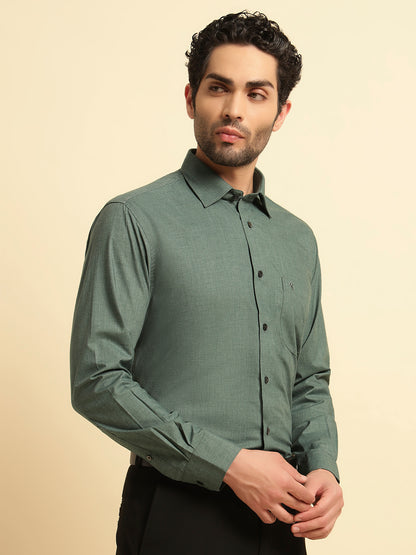 Formal Shirt for Men | Breathable & Soft with Color Fastness Regular Fit Spread Collar Neck Poly Cotton Fabric Solid Pattern