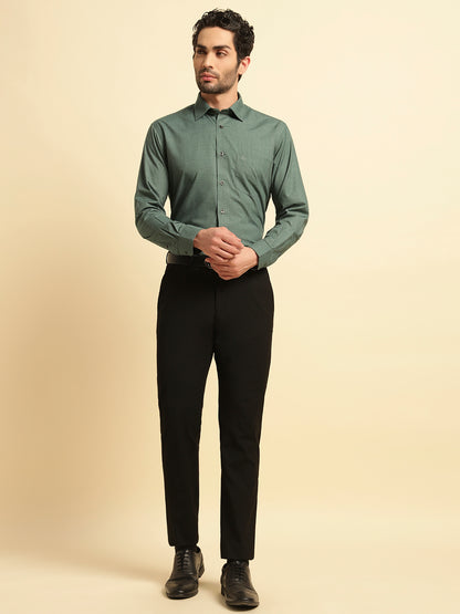 Formal Shirt for Men | Breathable & Soft with Color Fastness Regular Fit Spread Collar Neck Poly Cotton Fabric Solid Pattern
