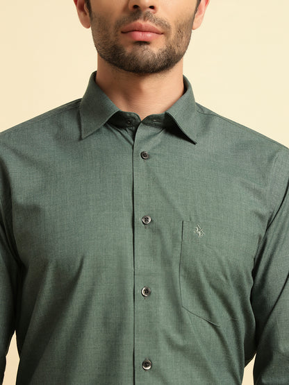 Formal Shirt for Men | Breathable & Soft with Color Fastness Regular Fit Spread Collar Neck Poly Cotton Fabric Solid Pattern