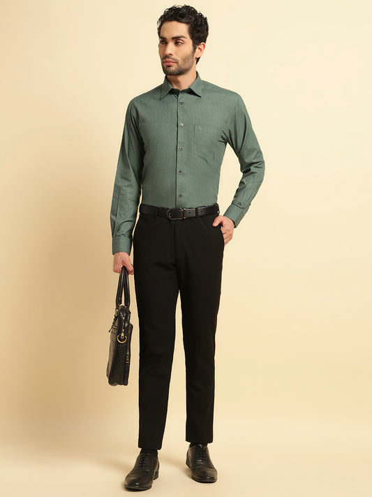 Formal Shirt for Men | Breathable & Soft with Color Fastness Regular Fit Spread Collar Neck Poly Cotton Fabric Solid Pattern