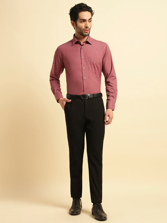 Formal Shirt for Men | Breathable & Soft with Color Fastness Regular Fit Spread Collar Neck Poly Cotton Fabric Solid Pattern