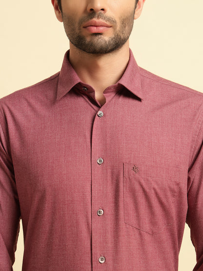 Formal Shirt for Men | Breathable & Soft with Color Fastness Regular Fit Spread Collar Neck Poly Cotton Fabric Solid Pattern
