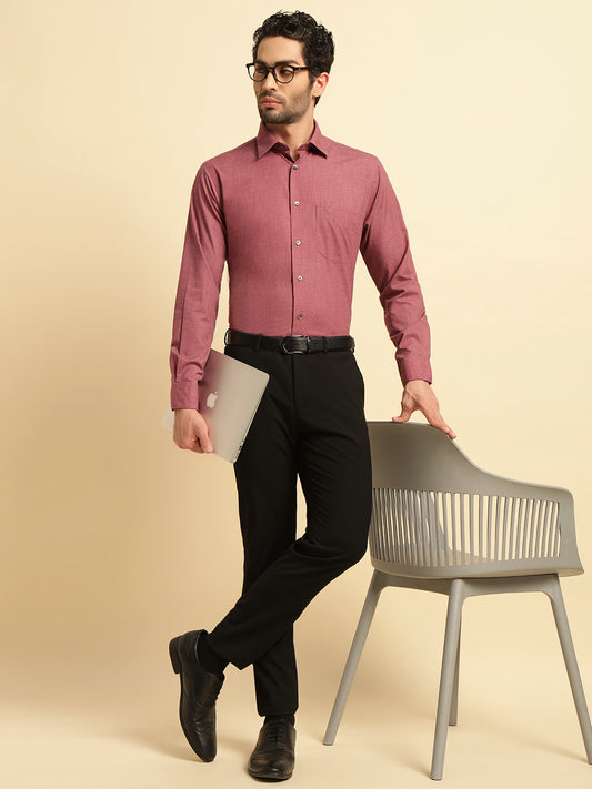 Formal Shirt for Men | Breathable & Soft with Color Fastness Regular Fit Spread Collar Neck Poly Cotton Fabric Solid Pattern