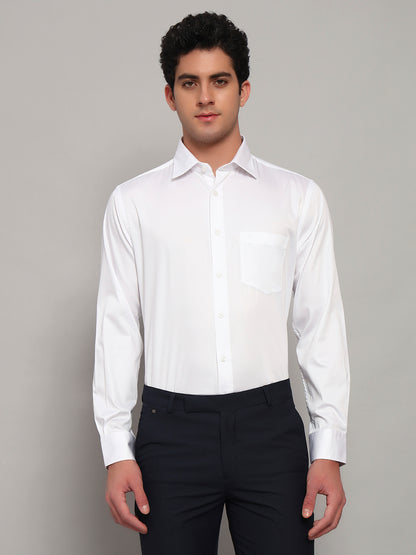 Formal Shirt for Men l Breathable & Soft with Color Fastness Regular Fit Spread Collar Neck Cotton Blend Fabric Solid Pattern