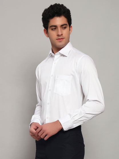 Formal Shirt for Men l Breathable & Soft with Color Fastness Regular Fit Spread Collar Neck Cotton Blend Fabric Solid Pattern