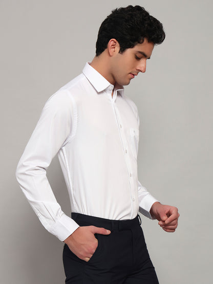 Formal Shirt for Men l Breathable & Soft with Color Fastness Regular Fit Spread Collar Neck Cotton Blend Fabric Solid Pattern