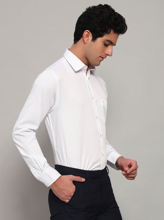 Formal Shirt for Men l Breathable & Soft with Color Fastness Regular Fit Spread Collar Neck Cotton Blend Fabric Solid Pattern