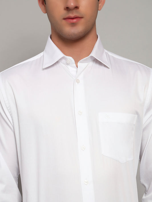 Formal Shirt for Men l Breathable & Soft with Color Fastness Regular Fit Spread Collar Neck Cotton Blend Fabric Solid Pattern