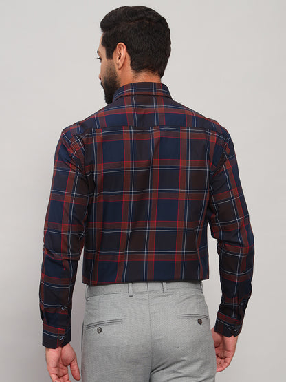 Formal Shirt for Men l Breathable & Soft with Color Fastness Regular Fit Spread Collar Neck Cotton Fabric Checkered Pattern