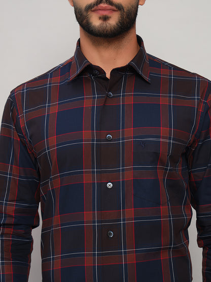 Formal Shirt for Men l Breathable & Soft with Color Fastness Regular Fit Spread Collar Neck Cotton Fabric Checkered Pattern