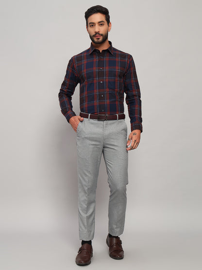 Formal Shirt for Men l Breathable & Soft with Color Fastness Regular Fit Spread Collar Neck Cotton Fabric Checkered Pattern