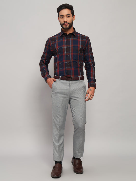 Formal Shirt for Men l Breathable & Soft with Color Fastness Regular Fit Spread Collar Neck Cotton Fabric Checkered Pattern