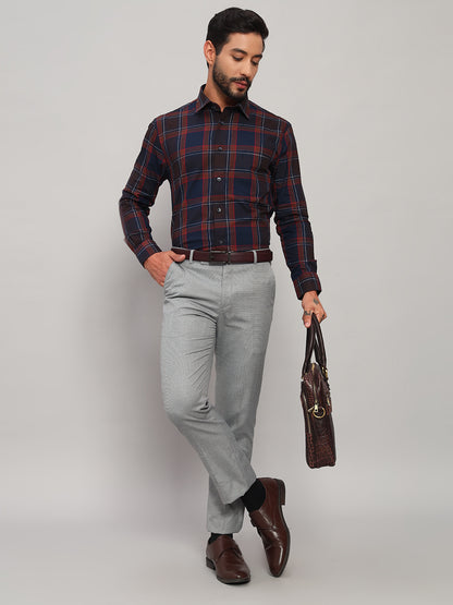 Formal Shirt for Men l Breathable & Soft with Color Fastness Regular Fit Spread Collar Neck Cotton Fabric Checkered Pattern