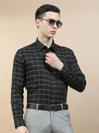 Formal Shirt for Men l Breathable & Soft with Color Fastness Slim Fit  Cotton Fabric Checkered Pattern